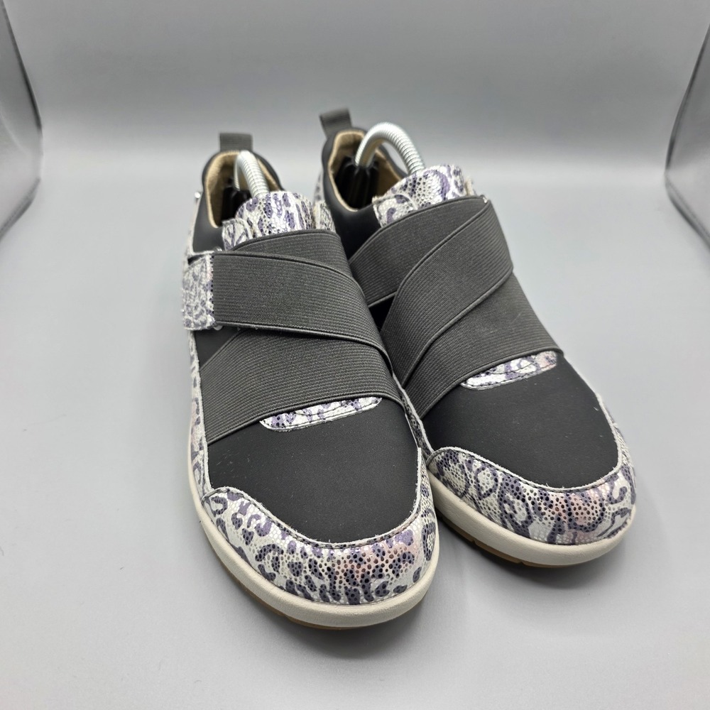 Revere Virginia Sneakers Womens 7 Silver‎ Gray Leather Leopard Slip On Shoes